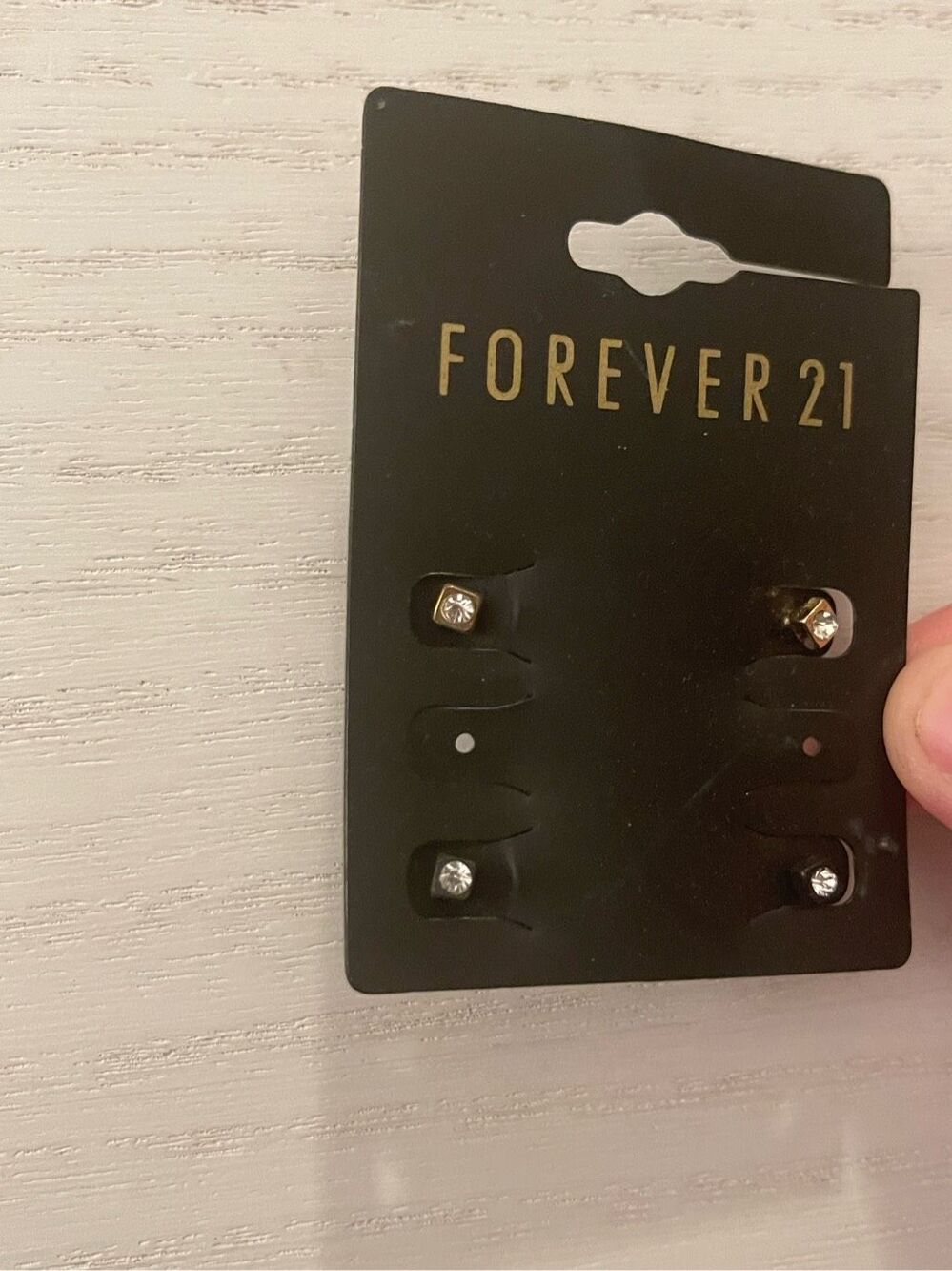 Forever 21 Womens Stud Earrings 2 Pair Gold and Black with Jewel